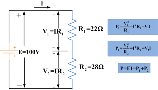 Power Dissipation in Series Connected Resistors