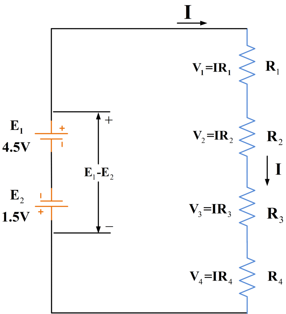 Resistors with Series-Opposing Voltage Sources