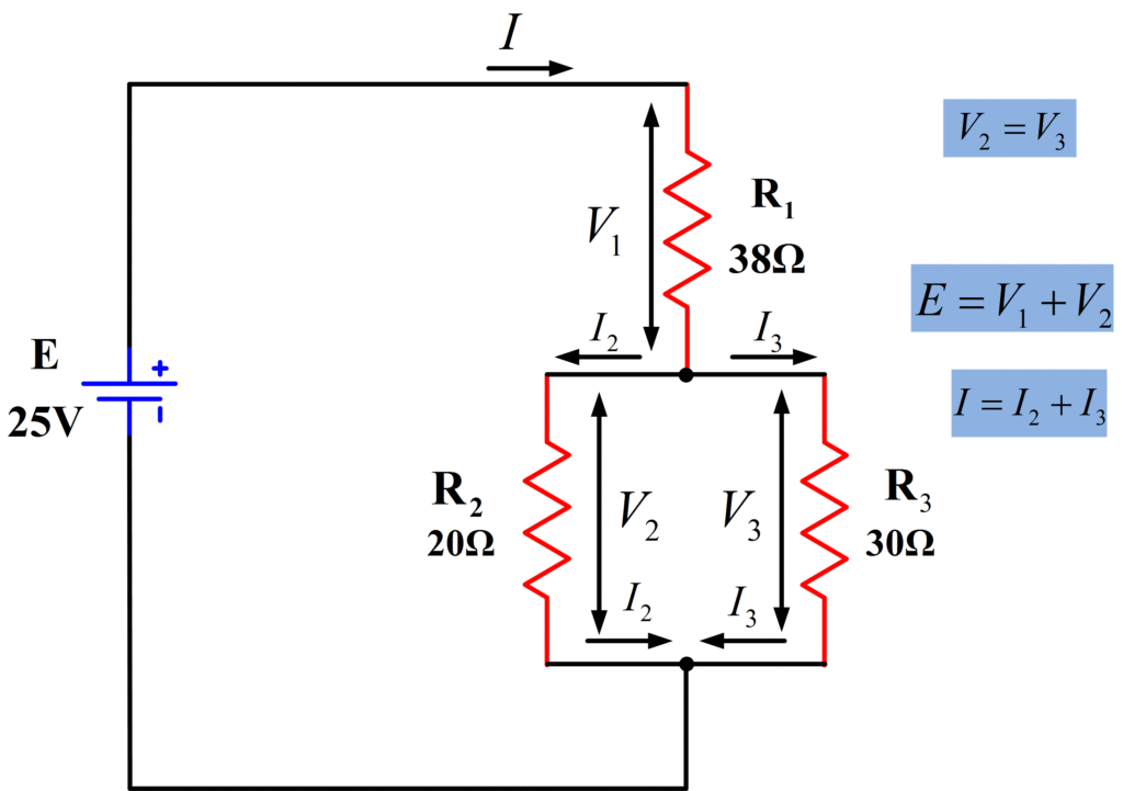 Current and Voltage in Series-Parallel Circuit