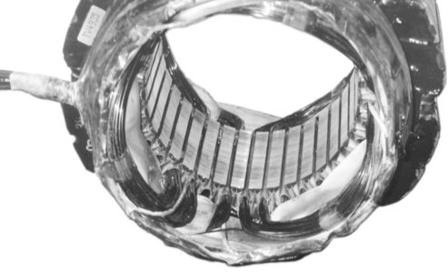 Stator and winding of a three-phase induction motor