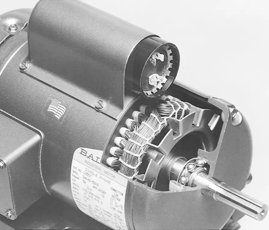 Capacitor-start induction motor cutaway diagram