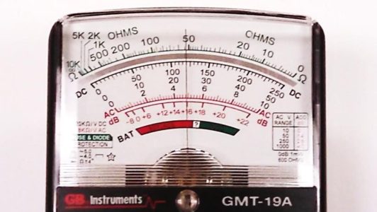 Taking a reading with an analog multimeter