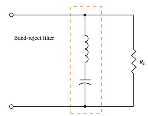 series tuned circuit arranged as a band- reject filter