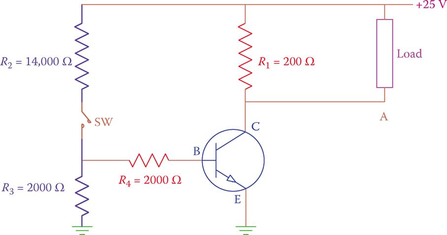 Providing base voltage by a voltage divider.