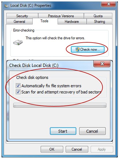 how to run Check Disk