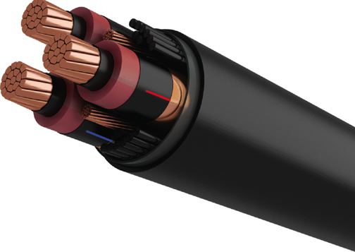 three-conductor underground electric cable.