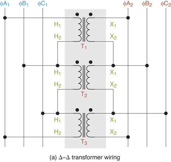 ∆-∆ transformer Wiring diagrams.