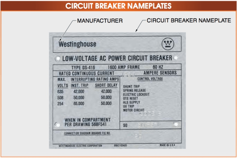 Circuit Breaker Ratings and Specifications Circuit Breaker Nameplate Electrical Academia