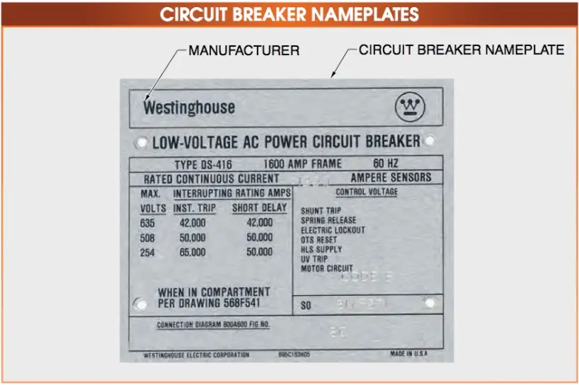 circuit breaker nameplate details explanation