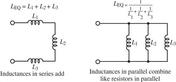 Equivalent inductance in a circuit with series and parallel inductors
