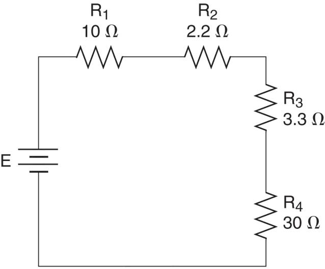 A four-resistor series circuit.