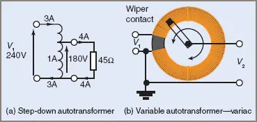 Variable voltage autotransformers symbol and diagram 