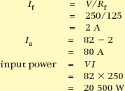 dc motor input power calculation 