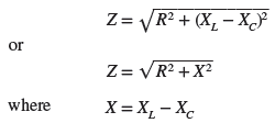 series rlc circuit total impedance formula 