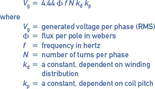 three phase generator generated voltage formula 