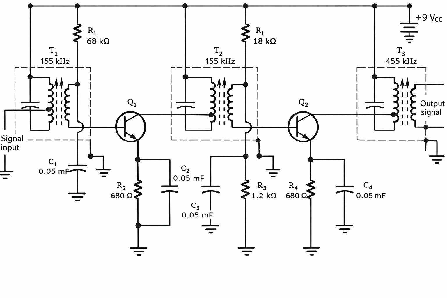 Two-stage transformer-coupled RF amplifier circuit design