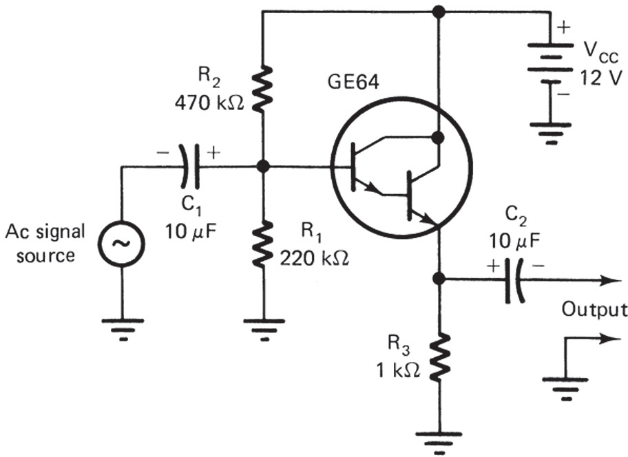 Darlington transistor amplifier.