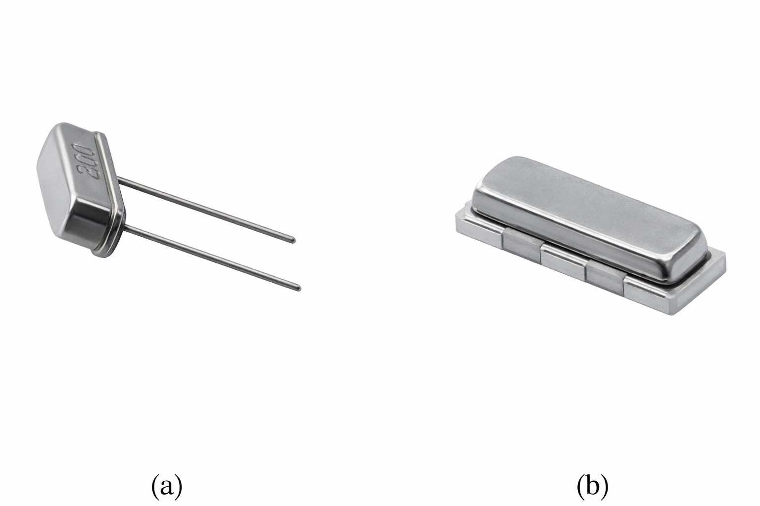 Figure 5. (a) A quartz crystal resonator and (b) a ceramic resonator