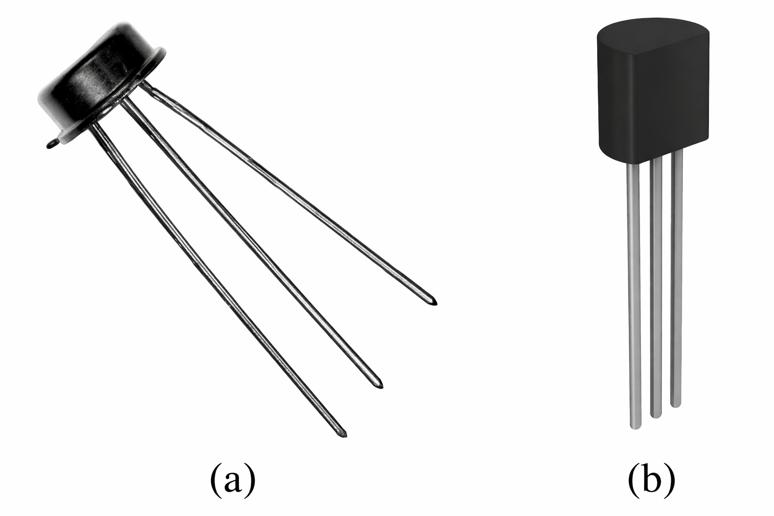 LM35C sensor (a) TO-46 metal can package and (b) TO-92 plastic package