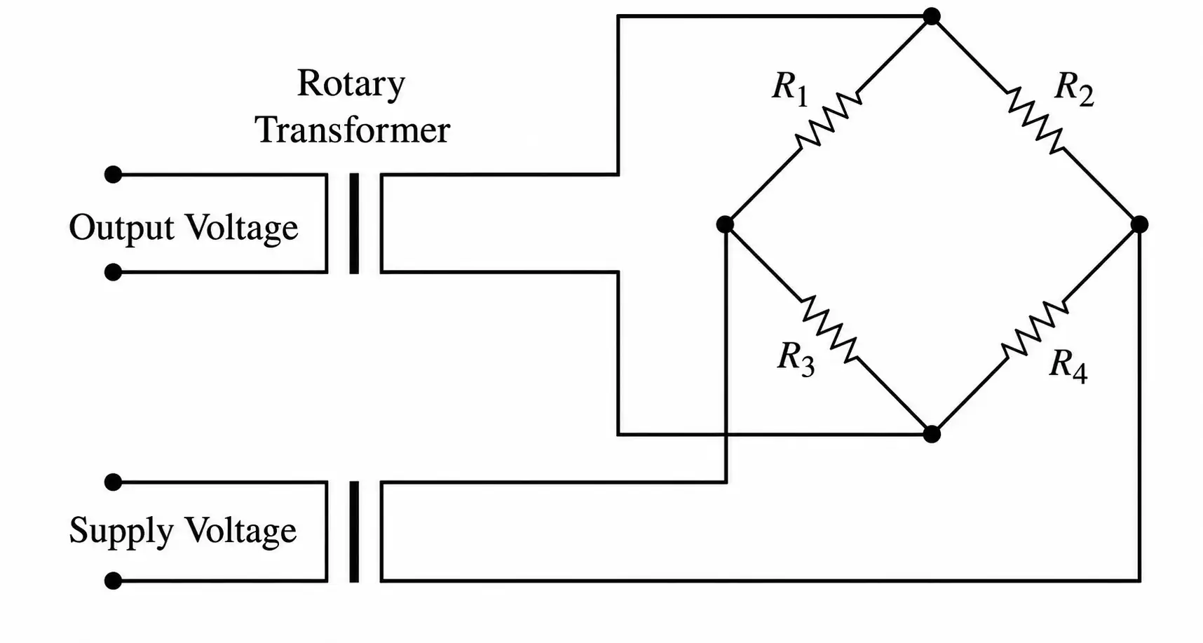 Wheatstone bridge with rotary transformers
